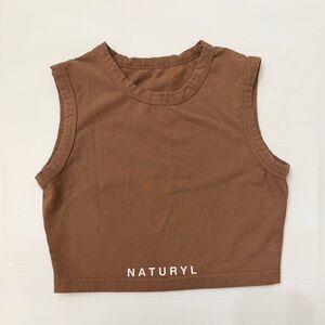 Naturyl Element Tank Brown Sleeveless Crop Top